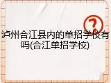 泸州合江县内的单招学校有吗(合江单招学校)