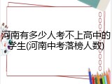 河南有多少人考不上高中的学生(河南中考落榜人数)
