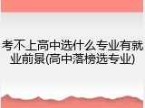 考不上高中选什么专业有就业前景(高中落榜选专业)
