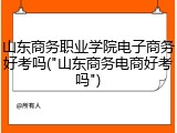 山东商务职业学院电子商务好考吗("山东商务电商好考吗")