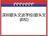 深圳碧头文武学校(碧头文武校)