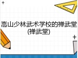 嵩山少林武术学校的禅武堂(禅武堂)