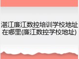 湛江廉江数控培训学校地址在哪里(廉江数控学校地址)