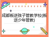 成都叛逆孩子管教学校(叛逆少年管教)