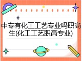 中专有化工工艺专业吗职高生(化工工艺职高专业)