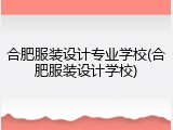 合肥服装设计专业学校(合肥服装设计学校)
