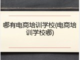 哪有电商培训学校(电商培训学校哪)