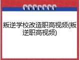 叛逆学校改造职高视频(叛逆职高视频)