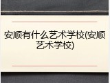 安顺有什么艺术学校(安顺艺术学校)