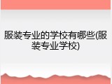服装专业的学校有哪些(服装专业学校)