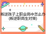 叛逆孩子上职业高中怎么办(叛逆职高生对策)