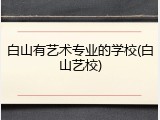 白山有艺术专业的学校(白山艺校)