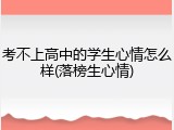 考不上高中的学生心情怎么样(落榜生心情)