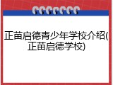 正苗启德青少年学校介绍(正苗启德学校)