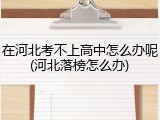 在河北考不上高中怎么办呢(河北落榜怎么办)