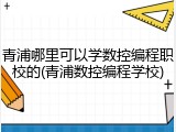 青浦哪里可以学数控编程职校的(青浦数控编程学校)