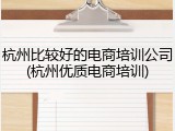 杭州比较好的电商培训公司(杭州优质电商培训)