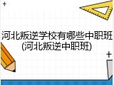 河北叛逆学校有哪些中职班(河北叛逆中职班)