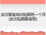 武汉服装培训短期班一个月(武汉短期服装班)