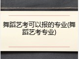 舞蹈艺考可以报的专业(舞蹈艺考专业)