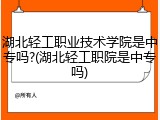 湖北轻工职业技术学院是中专吗?(湖北轻工职院是中专吗)