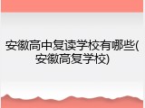 安徽高中复读学校有哪些(安徽高复学校)