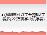 石狮哪里可以学开挖机?学费多少?(石狮学挖机学费)