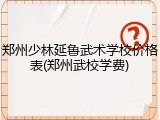 郑州少林延鲁武术学校价格表(郑州武校学费)