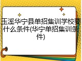玉溪华宁县单招集训学校要什么条件(华宁单招集训条件)