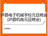 泸县电子机械学校元旦晚会(泸县机电元旦晚会)