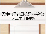 天津电子计算机职业学校(天津电子职校)
