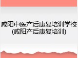 咸阳中医产后康复培训学校(咸阳产后康复培训)