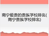 南宁最贵的贵族学校排名(南宁贵族学校排名)