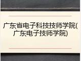 广东省电子科技技师学院(广东电子技师学院)