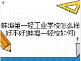 蚌埠第一轻工业学校怎么样好不好(蚌埠一轻校如何)