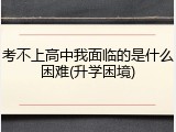 考不上高中我面临的是什么困难(升学困境)