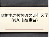 潍坊电力技校改名叫什么了(潍坊电校更名)