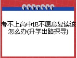 考不上高中也不愿意复读该怎么办(升学出路探寻)