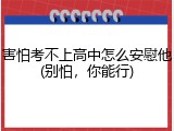害怕考不上高中怎么安慰他(别怕，你能行)