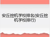 安丘挖机学校排名(安丘挖机学校排行)
