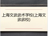 上海文武武术学校(上海文武武校)