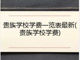 贵族学校学费一览表最新(贵族学校学费)