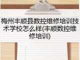 梅州丰顺县数控维修培训技术学校怎么样(丰顺数控维修培训)