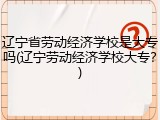辽宁省劳动经济学校是大专吗(辽宁劳动经济学校大专？)