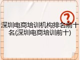 深圳电商培训机构排名前十名(深圳电商培训前十)