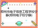 郑州市电子信息工程学校宁静(郑州电子校宁静)