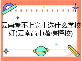 云南考不上高中选什么学校好(云南高中落榜择校)