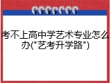 考不上高中学艺术专业怎么办("艺考升学路")