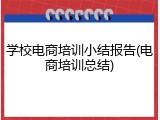 学校电商培训小结报告(电商培训总结)