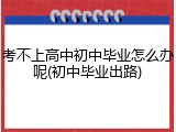 考不上高中初中毕业怎么办呢(初中毕业出路)
